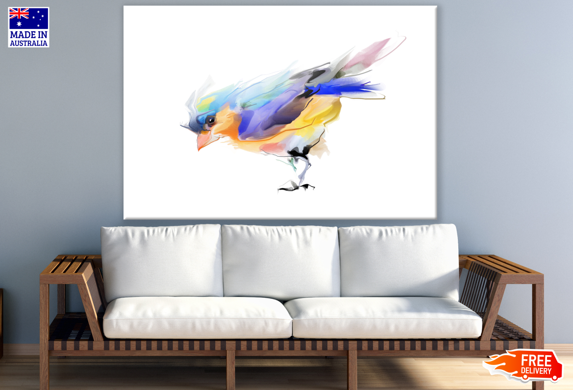 Cute Bird in Purple and Yellow Watercolor Painting Print 100% Australian Made