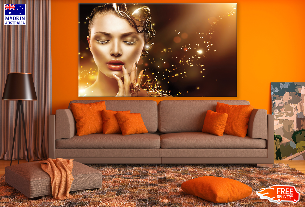 Woman Beauty Portrait Gold Makeup Photograph Print 100% Australian Made