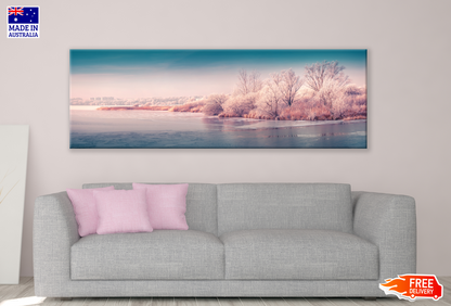 Panoramic Canvas Pink Tree Forest Snow High Quality 100% Australian made wall Canvas Print ready to hang