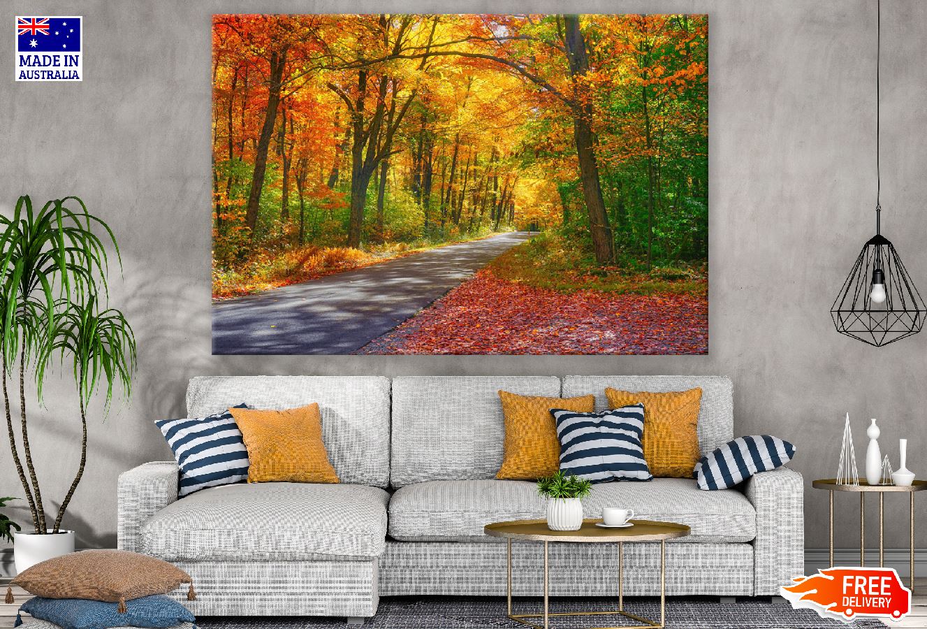 Road & Autumn Tree Forest Photograph Print 100% Australian Made