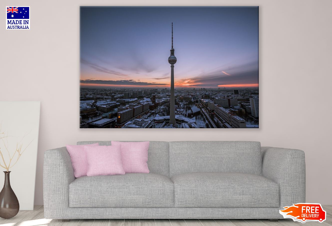 Skyline of Berlin with the TV Tower Sunset Photograph Print 100% Australian Made