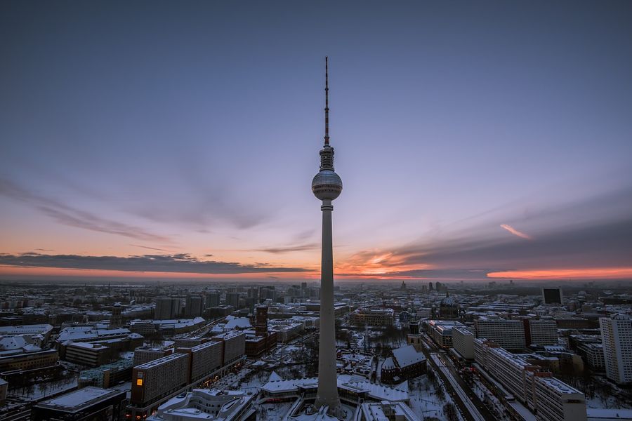 Skyline of Berlin with the TV Tower Sunset Photograph Print 100% Australian Made
