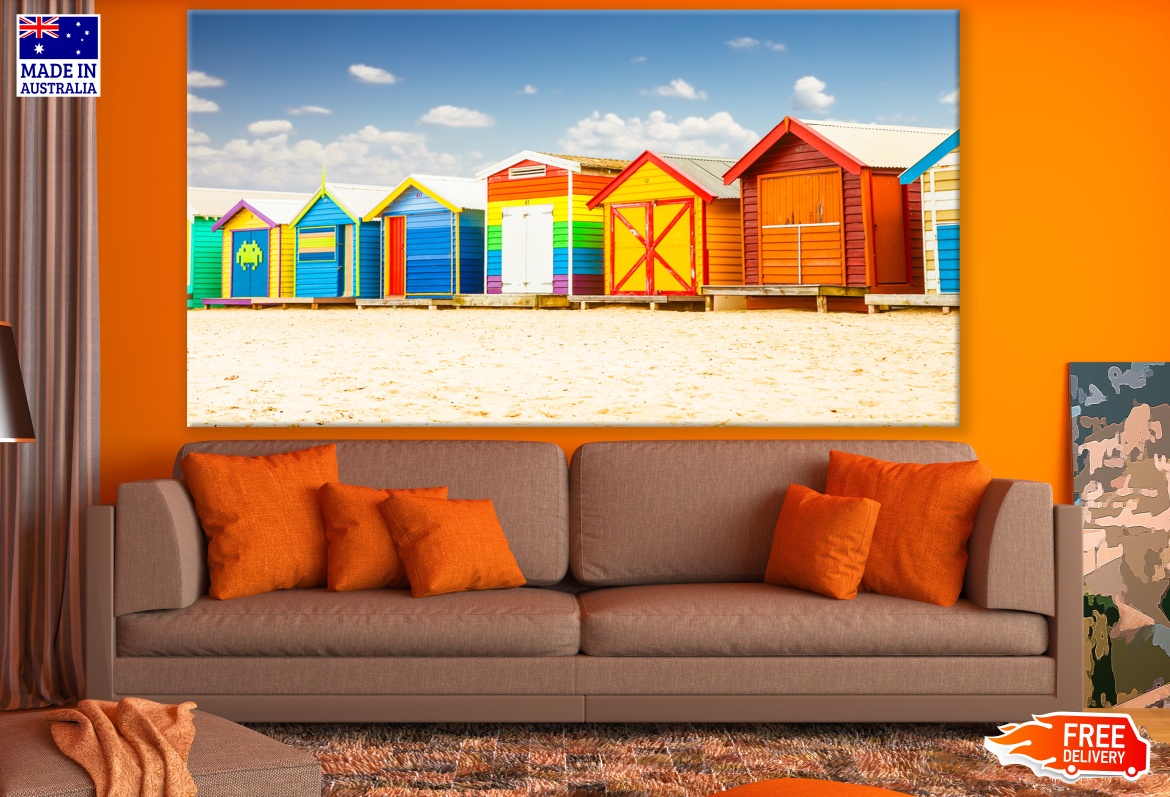 Colourful Beach Houses In a Raw Print 100% Australian Made