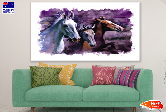 Running Horses Portrait Painting Print 100% Australian Made