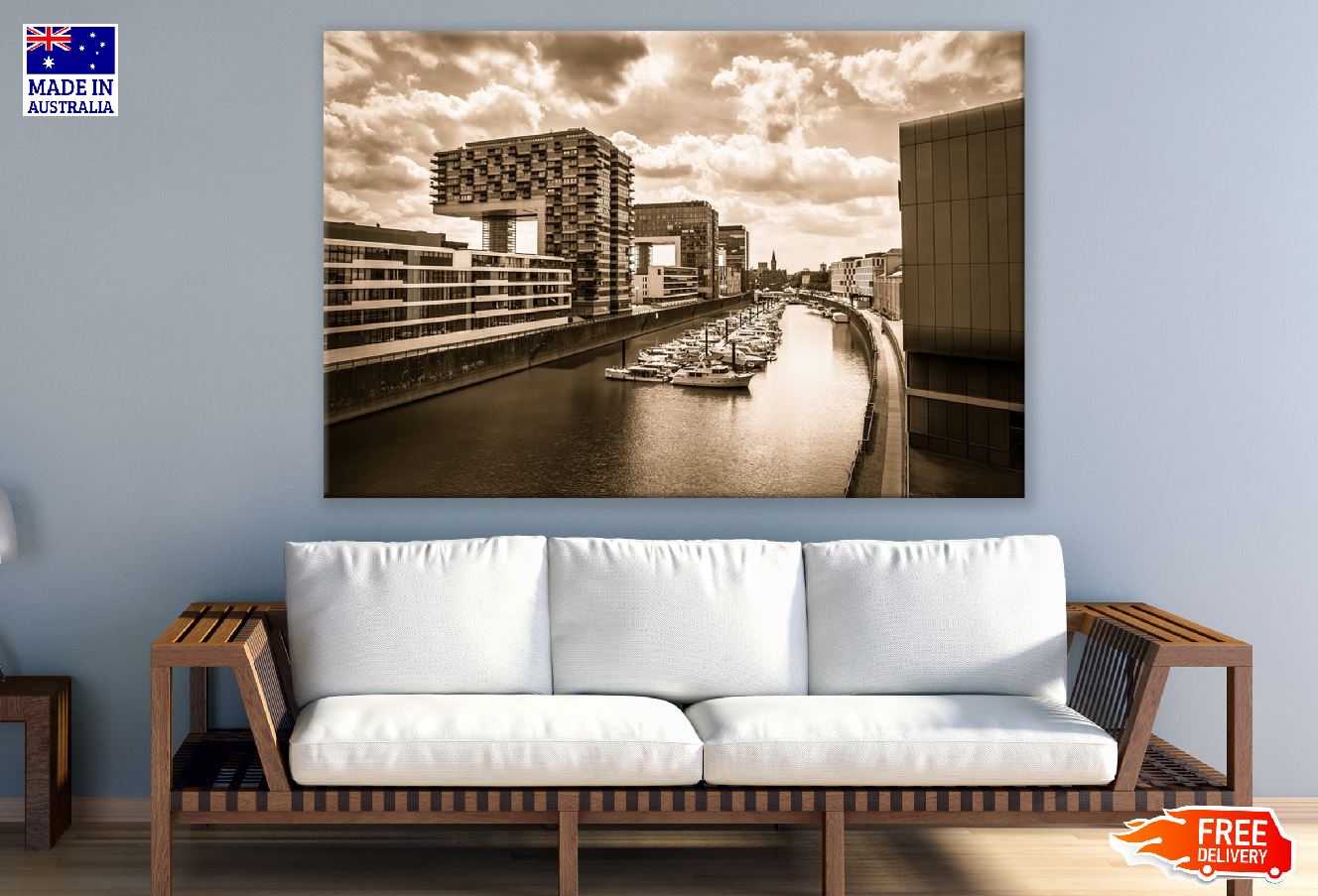 Germany Cologne Crane Houses B&W Photograph Print 100% Australian Made