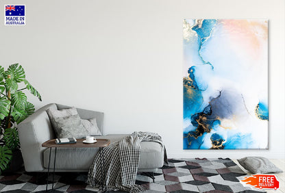 Blue & Gold Liquid Abstract Design Print 100% Australian Made
