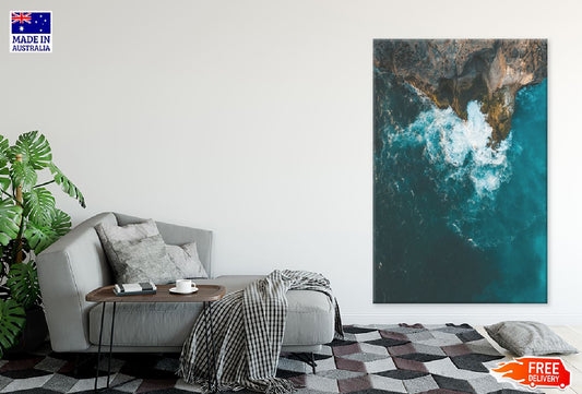 Sea Waveson Cliff Aerial View Photograph Print 100% Australian Made