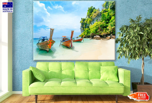 Boats on Sea Shore Photograph Print 100% Australian Made