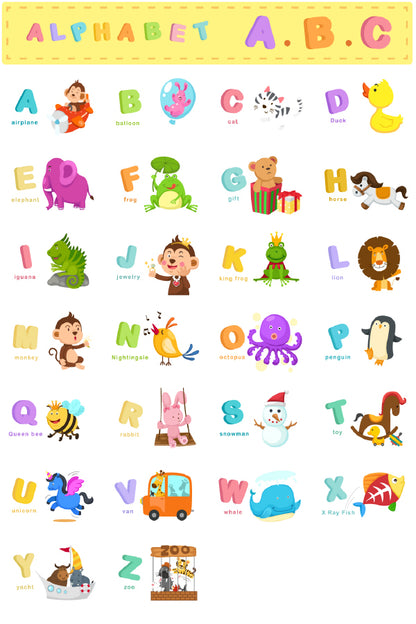 Illustration of Animal Alphabet Vector Art Print 100% Australian Made