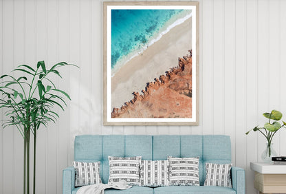 Sand Beach & Red Cliffs Aerial View Photograph Home Decor Premium Quality Poster Print Choose Your Sizes