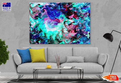 Blue Pink & Green Trippy Abstract Design Print 100% Australian Made