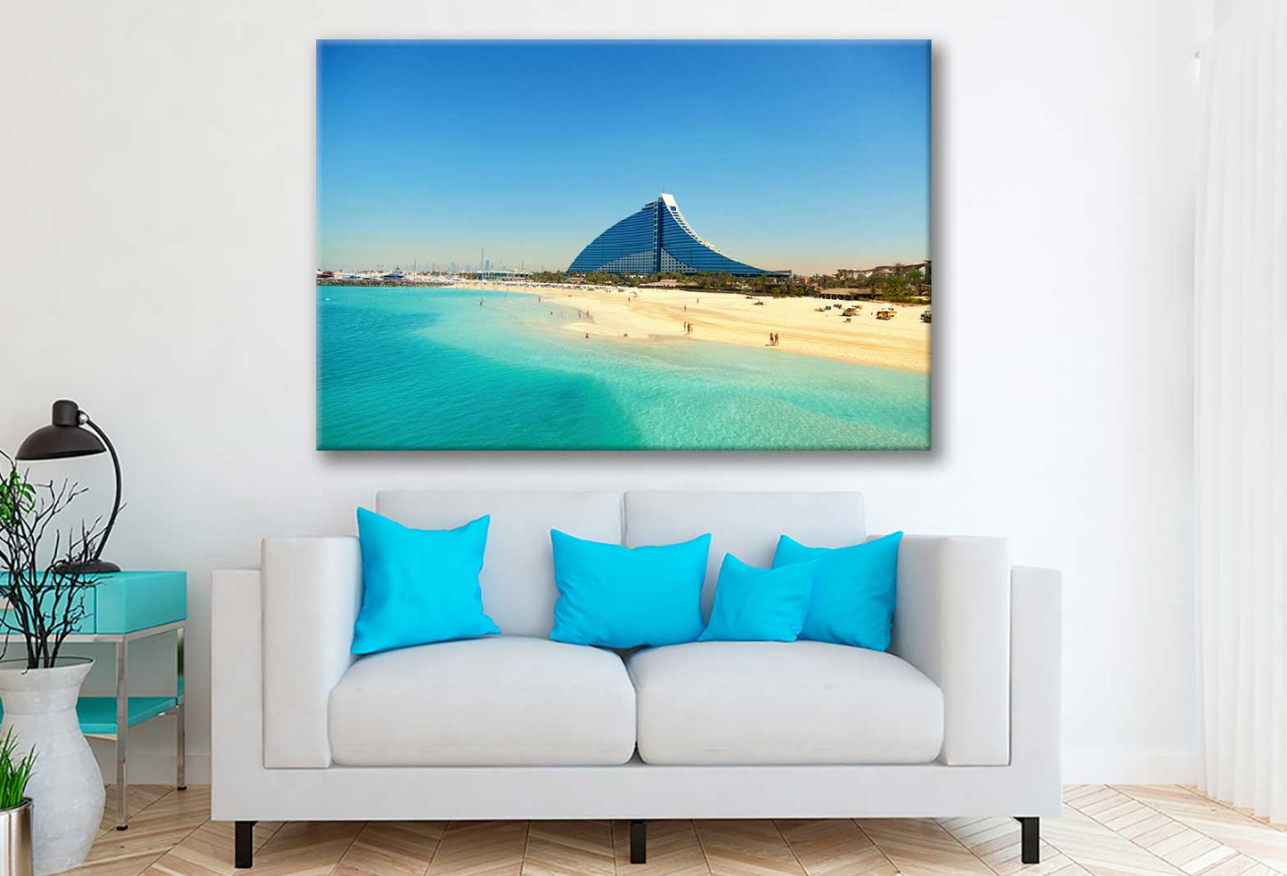 Bella Home White Sand Beach View in Dubai Print Canvas Ready to hang