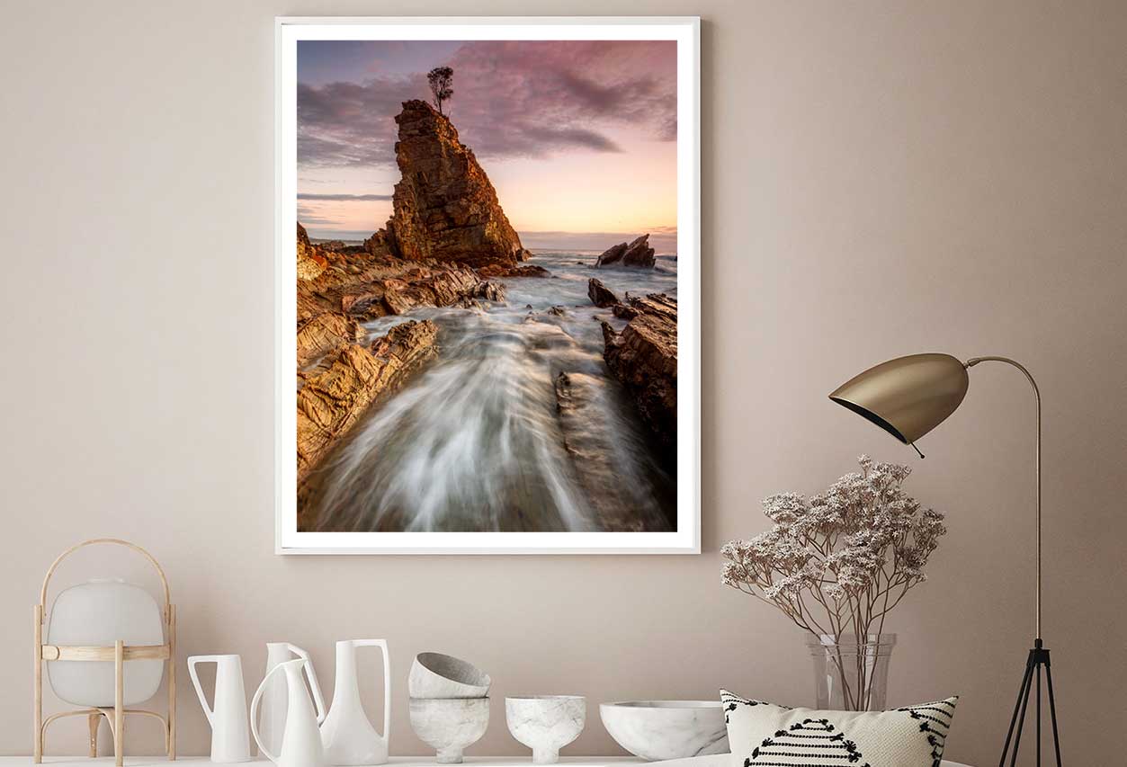 Ocean Tides Flow on Rock Sea View Photograph Home Decor Premium Quality Poster Print Choose Your Sizes