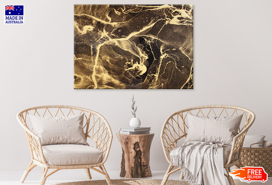 Brown & Gold Abstract Design Print 100% Australian Made