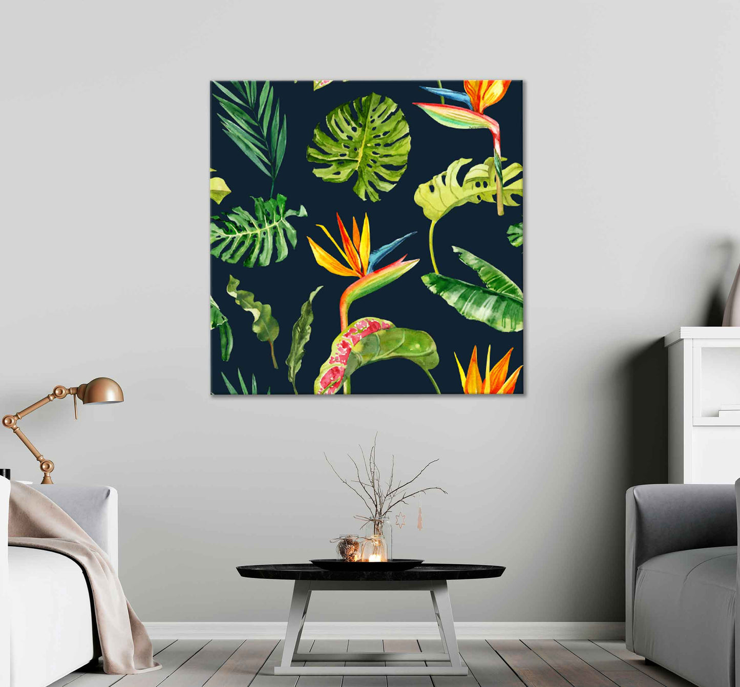 Square Canvas Botanical Leaves Hand Drawn High Quality Print 100% Australian Made