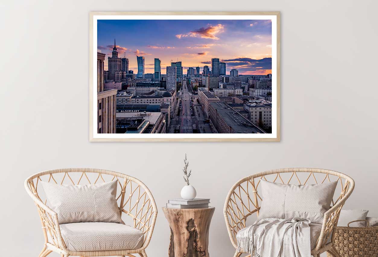 Warsaw City Sunset View Photograph Poland Home Decor Premium Quality Poster Print Choose Your Sizes
