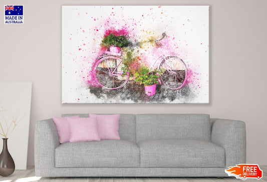 Bisycle with Flower Vase Abstarct Watercolor Painting Print 100% Australian Made