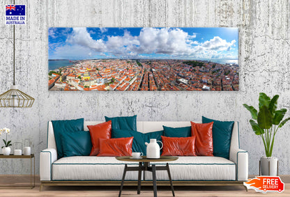 Panoramic Canvas Cyclades Island Sea View Photographin High Quality 100% Australian Made Wall Canvas Print Ready to Hang