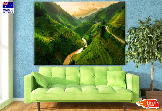 Village Field in Mountain Photograph Print 100% Australian Made