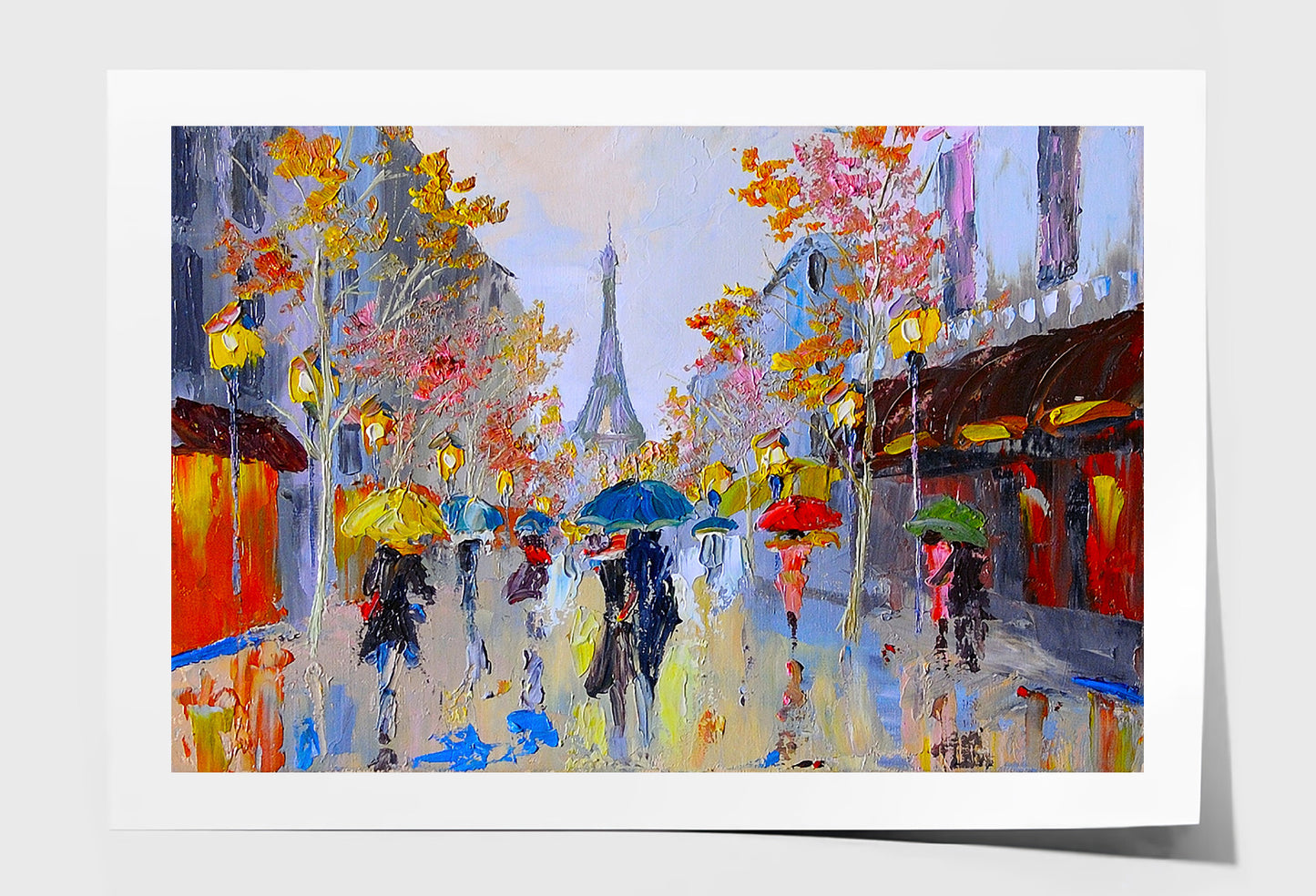 Oil Painting of People in Eiffel Tower Street France Wall Art Limited Edition High Quality Print Unframed Roll Canvas None