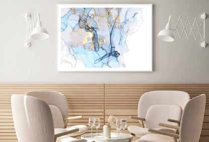 Pink Blue & Gold Splash Abstract Design Home Decor Premium Quality Poster Print Choose Your Sizes
