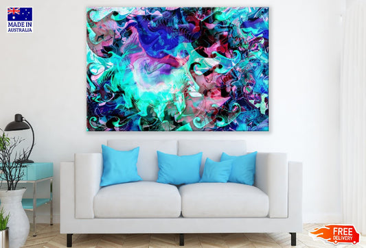 Blue Pink & Green Trippy Abstract Design Print 100% Australian Made