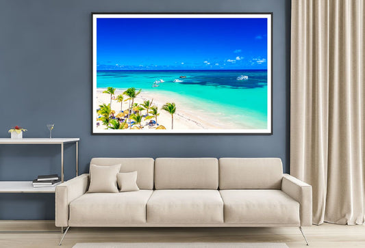 Bavaro Beach with Boats & Trees Photograph Home Decor Premium Quality Poster Print Choose Your Sizes