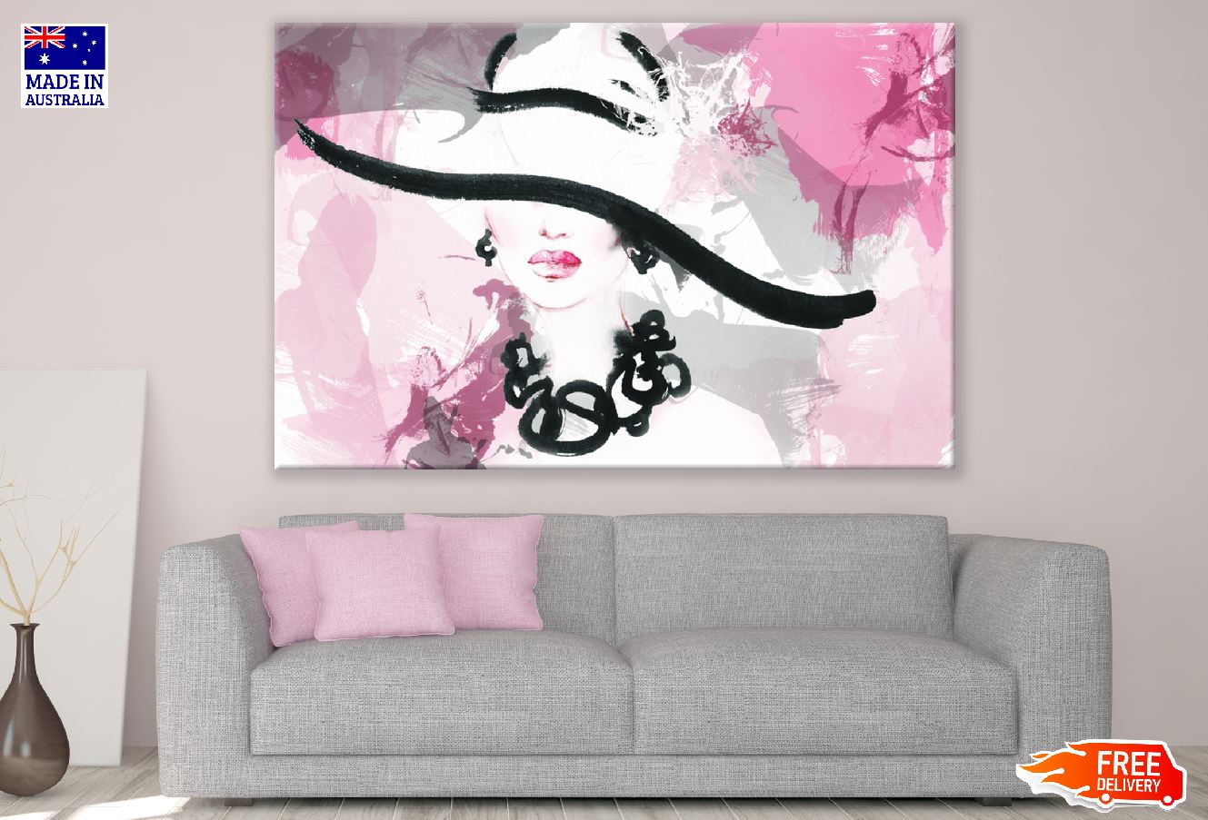 Woman with Hat Abstract Painting Print 100% Australian Made