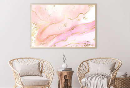 White Pink & Gold Splash Abstract Design Home Decor Premium Quality Poster Print Choose Your Sizes