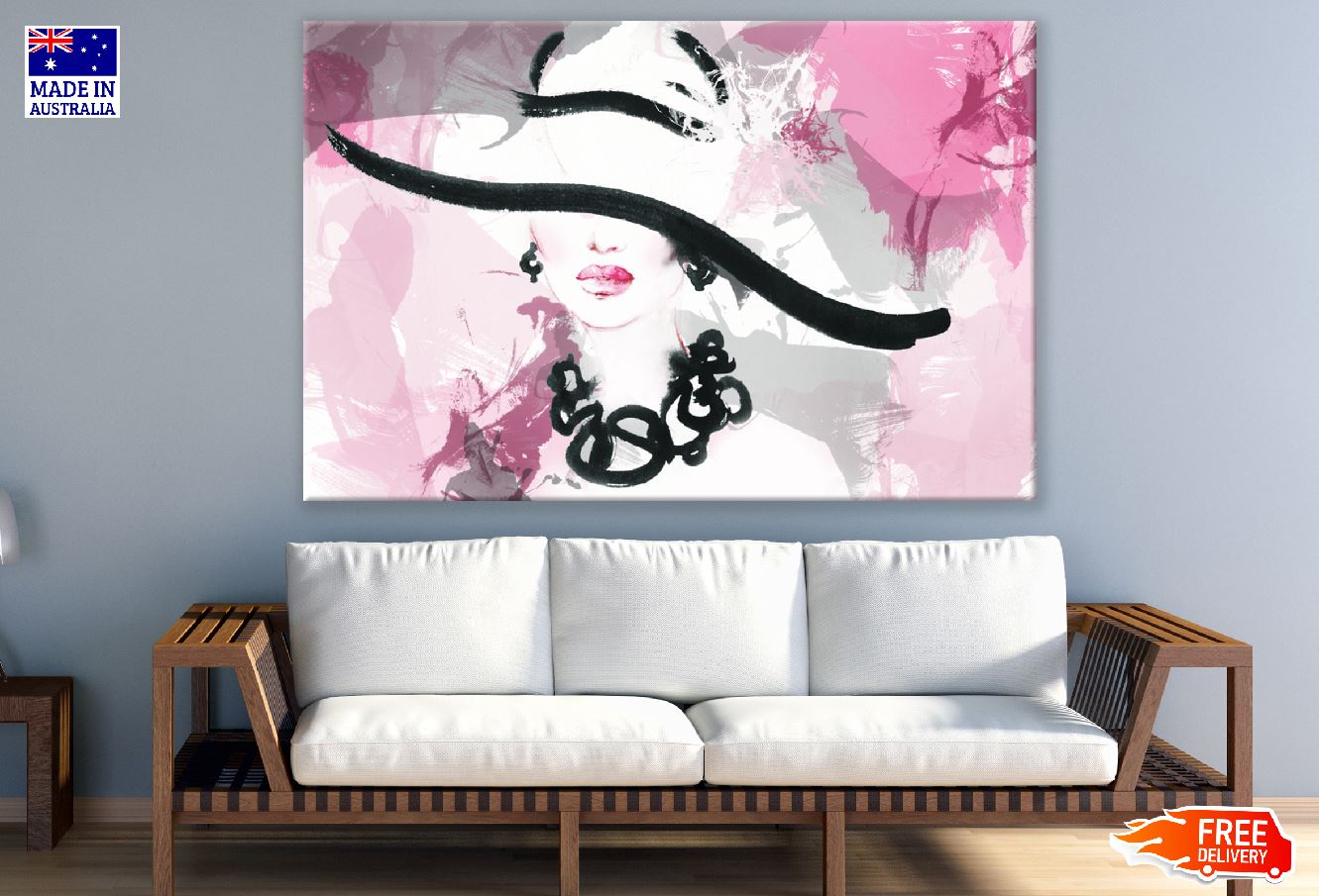 Woman with Hat Abstract Painting Print 100% Australian Made