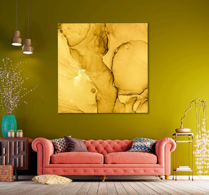 Square Canvas Gold Marble Fluid Abstract Design High Quality Print 100% Australian Made