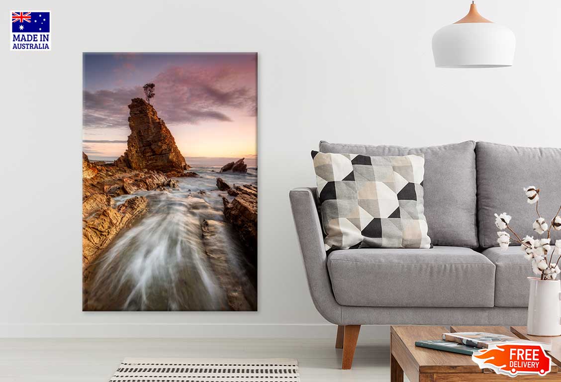 Ocean Tides Flow on Rock Sea View Photograph Print 100% Australian Made