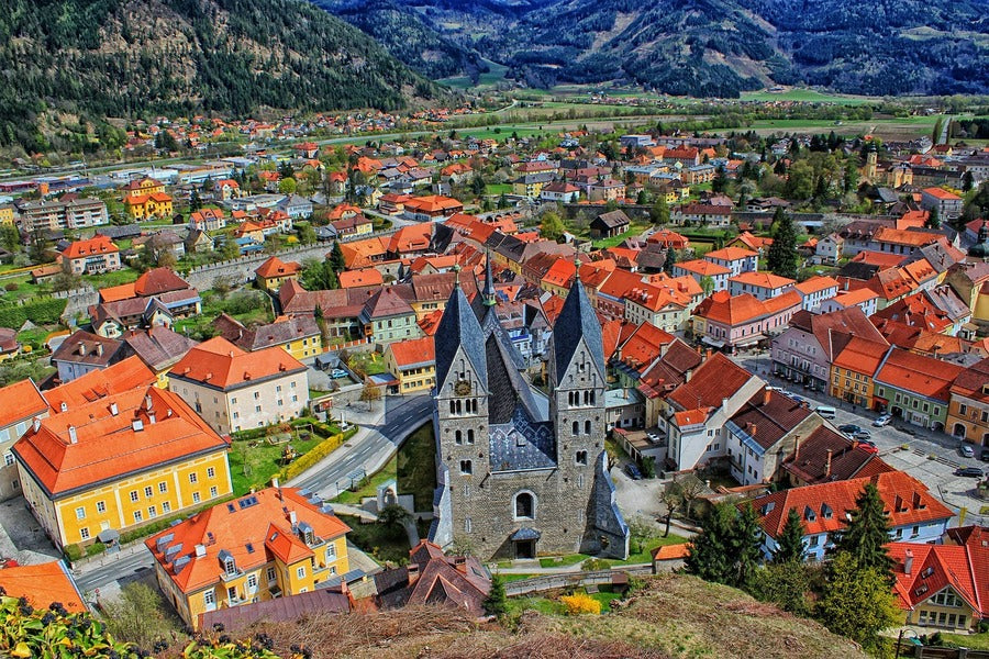 Friesach Town Aerial View Photograph in Austria Print 100% Australian Made