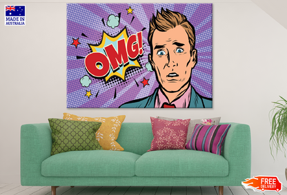 OMG Quote & Confused Man Illustration Print 100% Australian Made