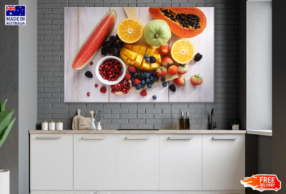 Healthy Fresh Mixed Fruits on Table Photograph Print 100% Australian Made