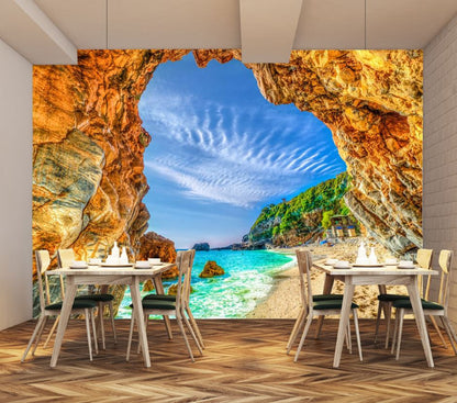 Wallpaper Murals Peel and Stick Removable Stunning Beach Cave Photograph High Quality