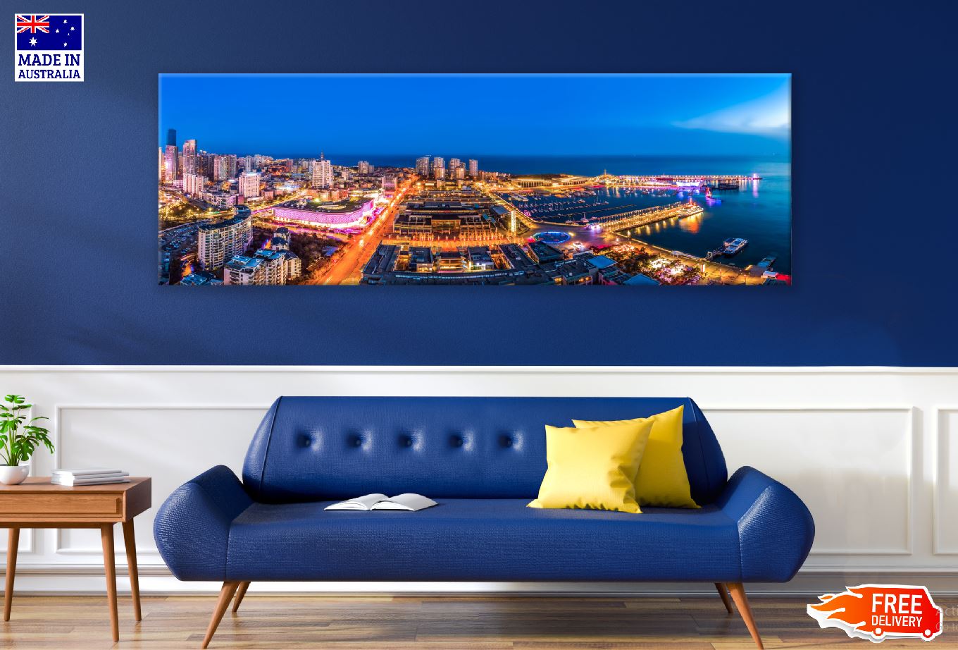 Panoramic Canvas Bangkok City Night View Photograph High Quality 100% Australian Made Wall Canvas Print Ready to Hang