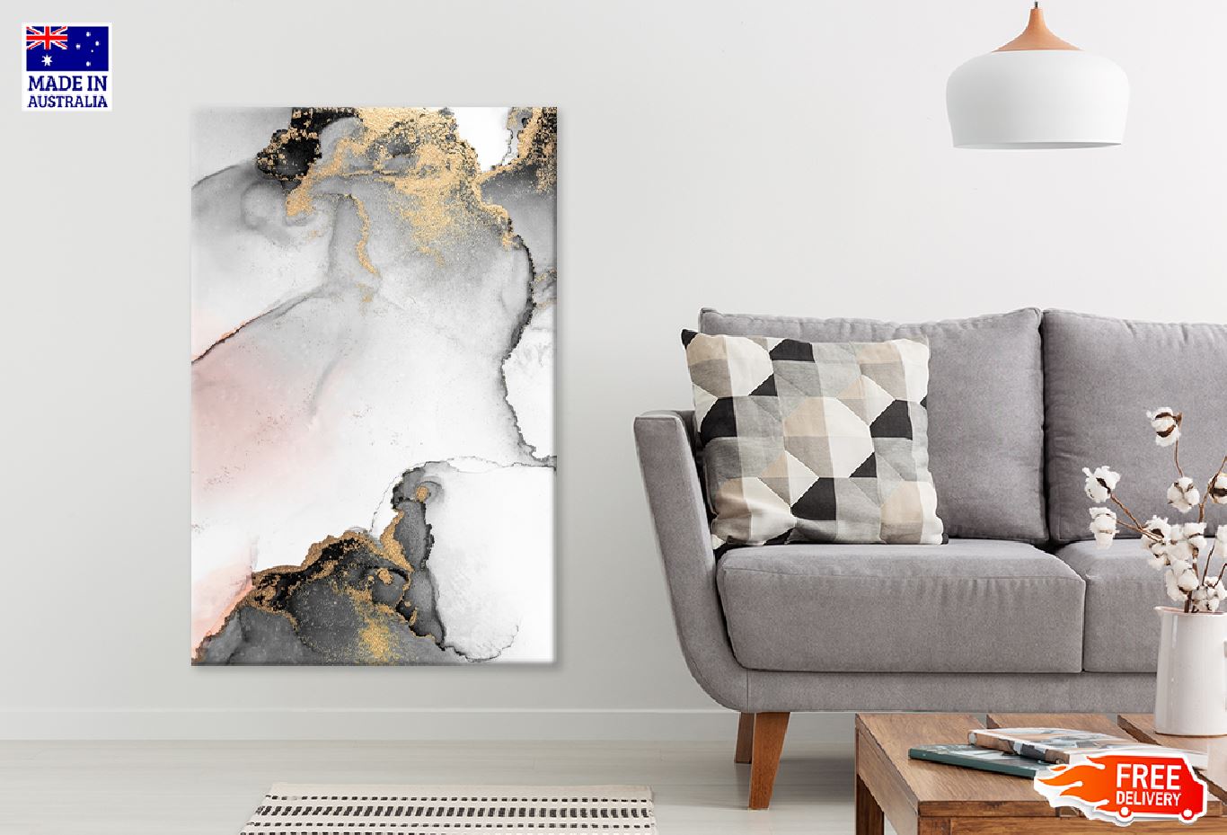 Black & Gold Liquid Ink Abstract Design Print 100% Australian Made
