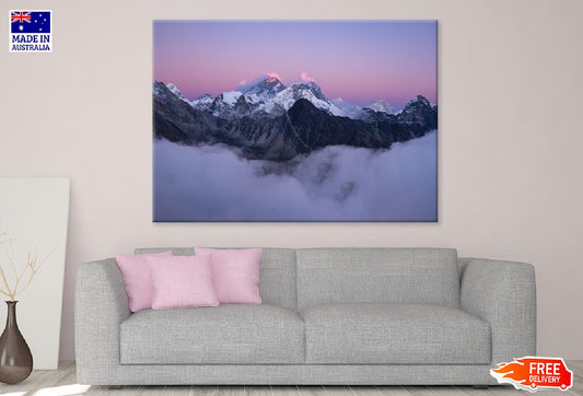Everest Covered with Snow Clouds Photograph Print 100% Australian Made