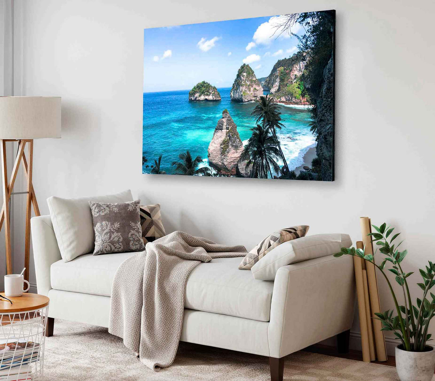 Bella Home Ocean View With Large Rocks City Print Canvas Ready to hang