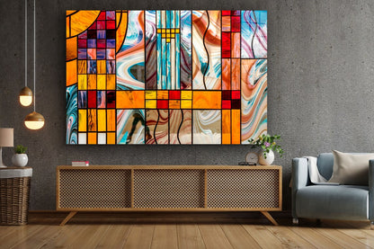 Colorful Abstract Print Tempered Glass Wall Art 100% Made in Australia Ready to Hang