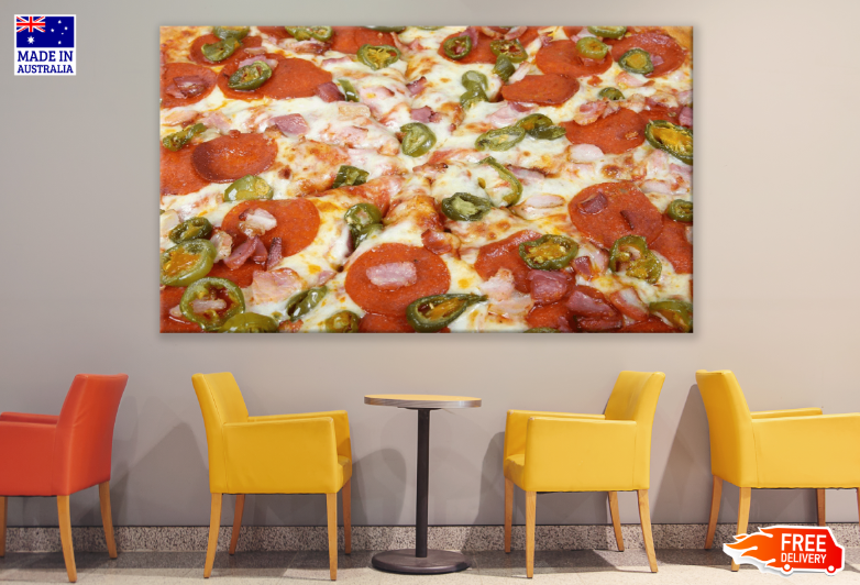 Hot Summer Jalapeno Pepper And Meat Pizza Print 100% Australian Made