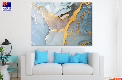 Blue & Gold Abstract Design Print 100% Australian Made