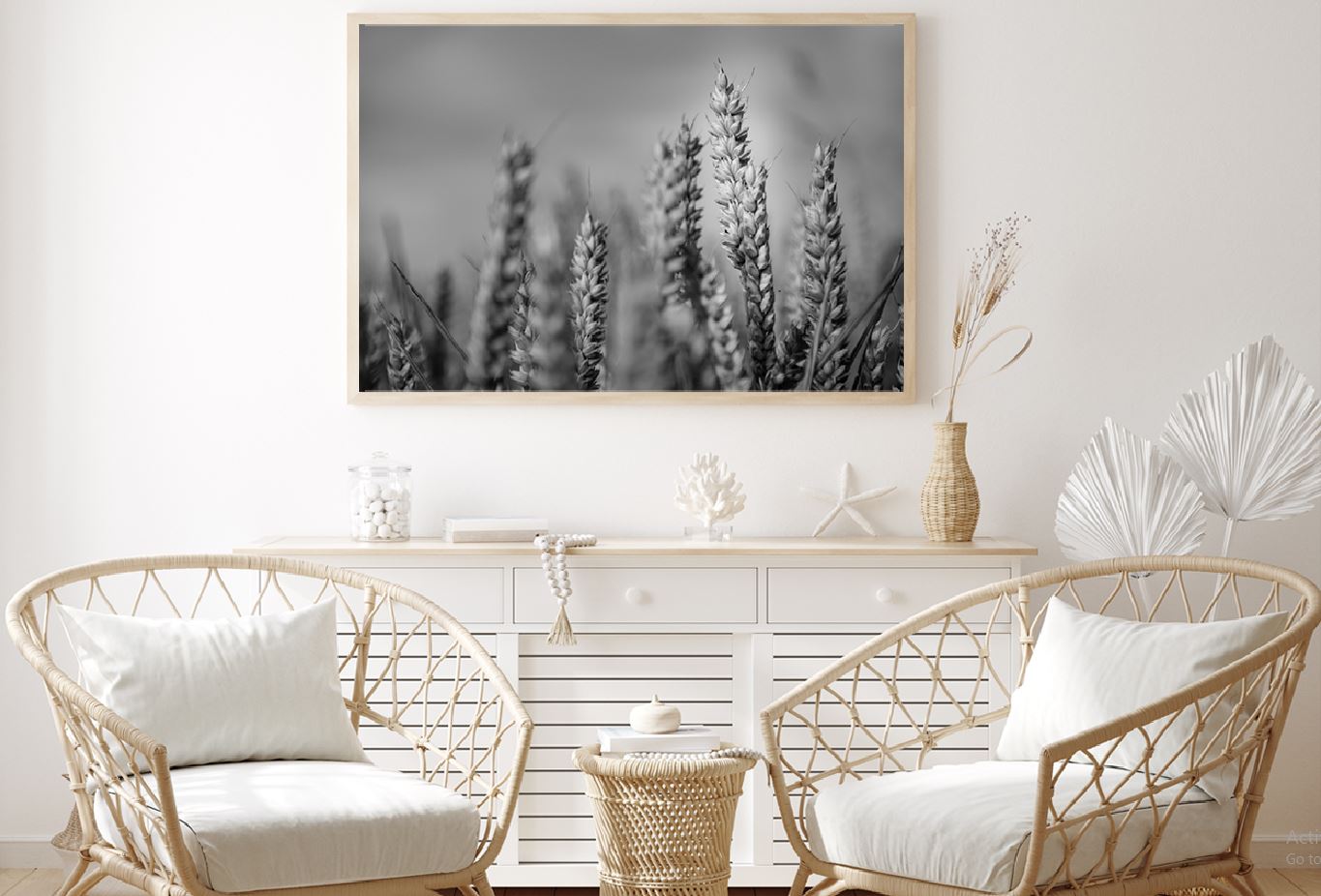 Wheat Plant Closeup B&W View Photograph Home Decor Premium Quality Poster Print Choose Your Sizes