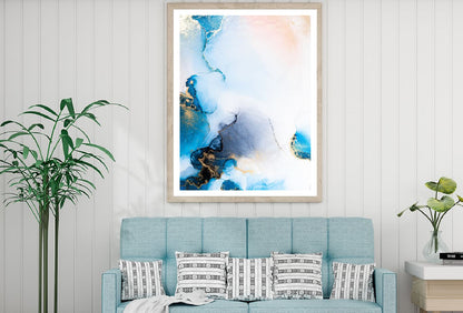 Blue & Gold Liquid Abstract Design Home Decor Premium Quality Poster Print Choose Your Sizes