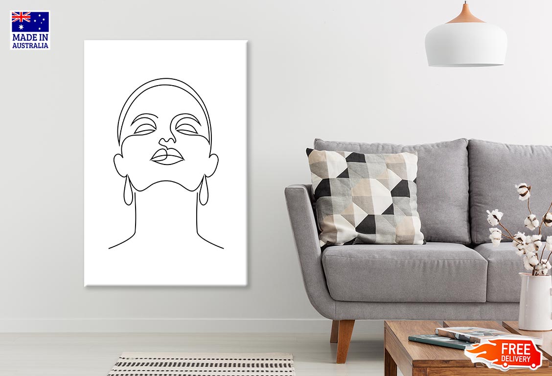 Woman Face B&W Line Art Print 100% Australian Made