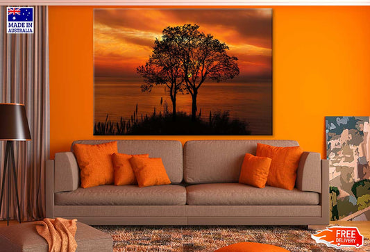 Trees Near Sea Sunset Photograph Print 100% Australian Made