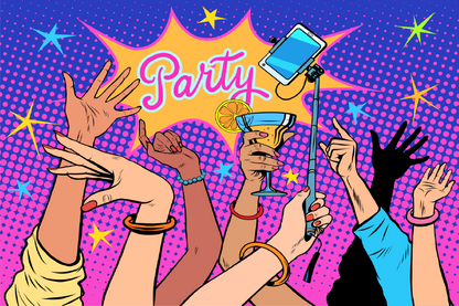 Party Quote & Hands Vector Art Print 100% Australian Made