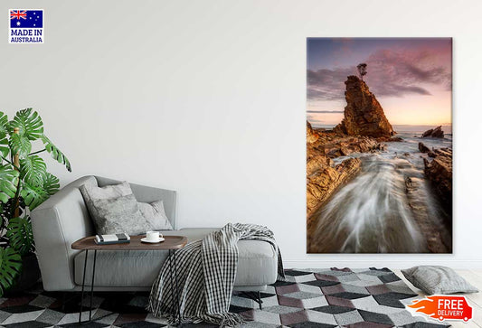 Ocean Tides Flow on Rock Sea View Photograph Print 100% Australian Made