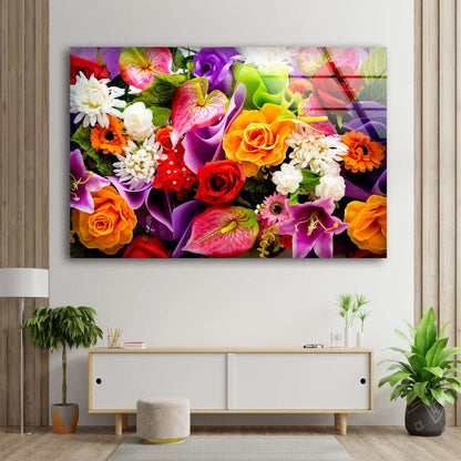 Colorful Flowers Photograph Acrylic Glass Print Tempered Glass Wall Art 100% Made in Australia Ready to Hang